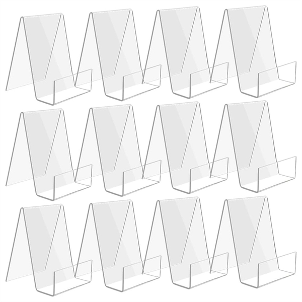 12Pack Acrylic Book Stand, Book Holder, Small Acrylic Display Stand