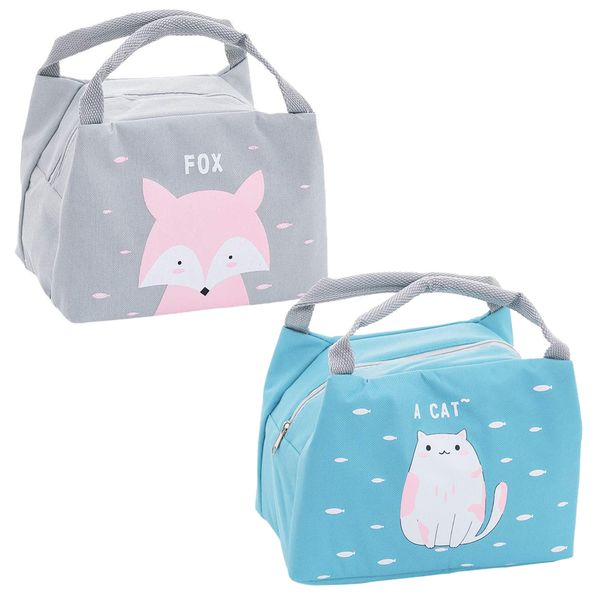 Kiddies Novelty Insulated Cartoon Animal Lunch Box Cooler Set of 2(21cm)