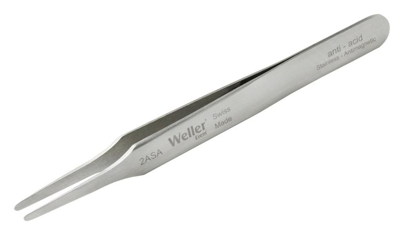 Weller Erem (2ASA) Tweezer, Straight, Round, 121 mm, Stainless Steel