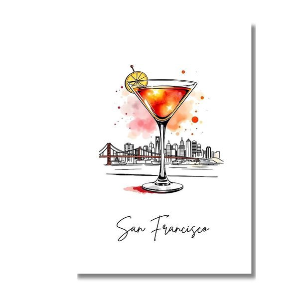 Unframed San Francisco Martini Wall Art Canvas Print
