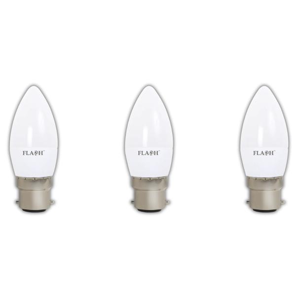 Flash 3W LED Candle Bulb B22 6000K- 3 Pack