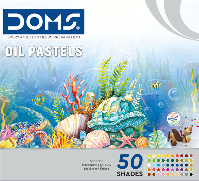 Doms Oil Pastels 50 Pc + Scraping Tool + 2b Pencil