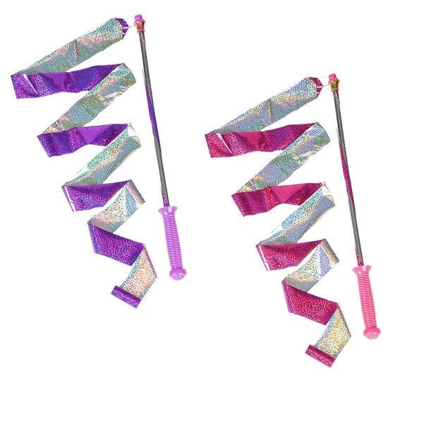Ribbon Dancer Twirler Batons - Pack of 2 Pink &amp; Purple