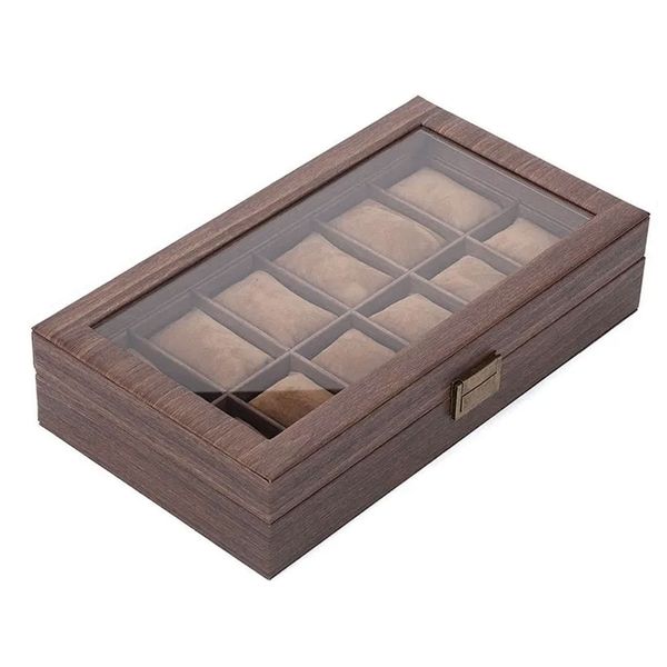 10 Slots Watch Box Organizer Wood Grain