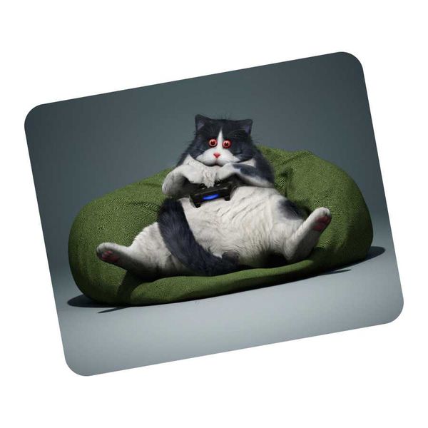 Green Fat Cat printed Mouse Pad