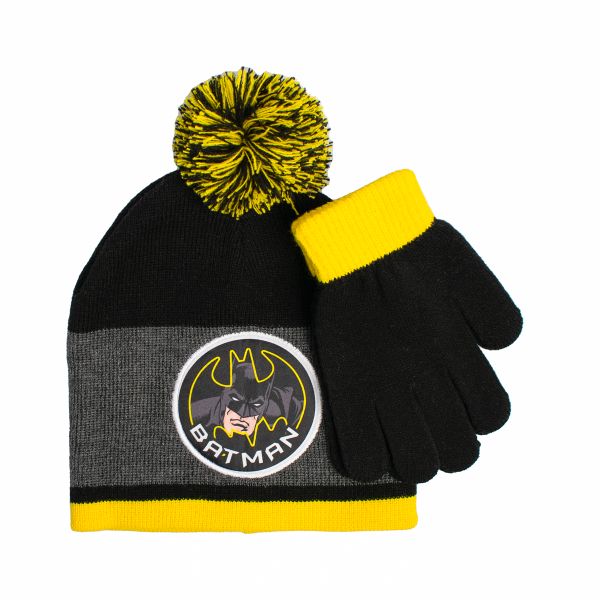 Batman By DC Official Licensed Boys Kids Beanie and Glove Set
