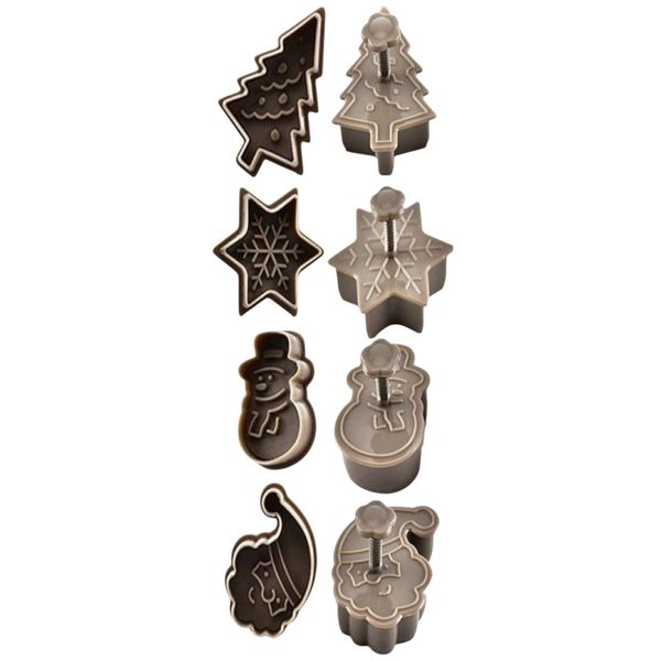 8-Piece Christmas Cookie Cutter &amp; Stamp Set - Gray