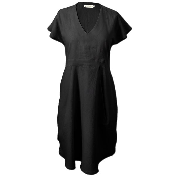 Nucleus - Bent and Folded Kaftan in Black Linen