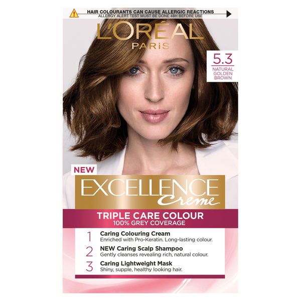 LOreal Excellence Creme Permanent Hair Dye 5.3 Natural Golden Brown