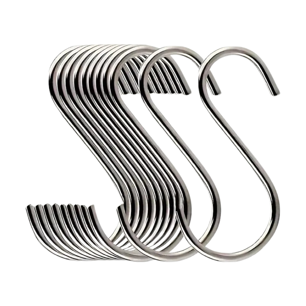 Stainless Steel S-Shaped Hanging Hooks (Large) - 5 Pack