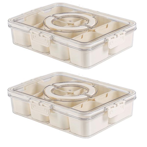 Divided Serving Tray with Lid &amp; Handle | 8 Compartment Snack Organizer 2 Pk