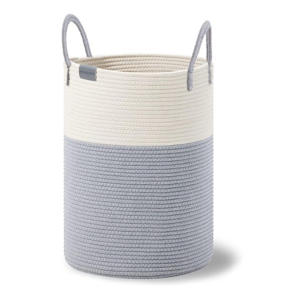 Woven Collapsible Laundry Basket - Dirty Clothes Hamper with Handle 36L