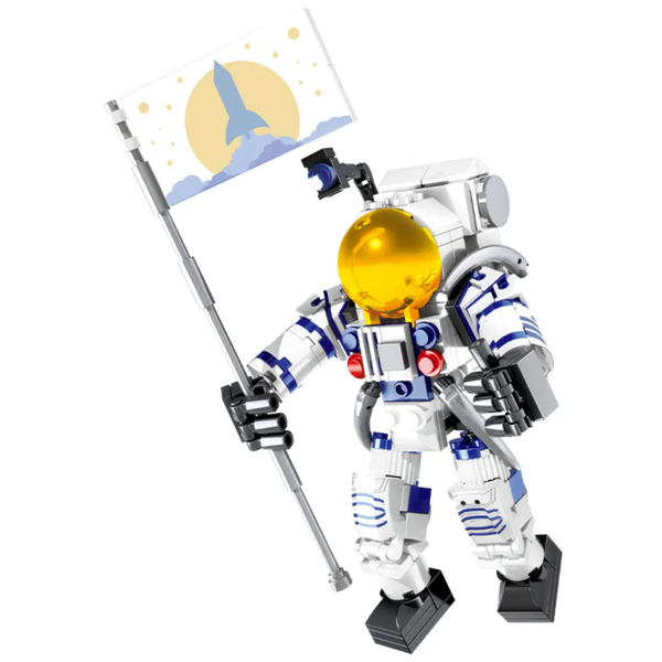 WOMA Astronaut Space Exploration Figure with Flag &amp; Stand |229pcs|C0824