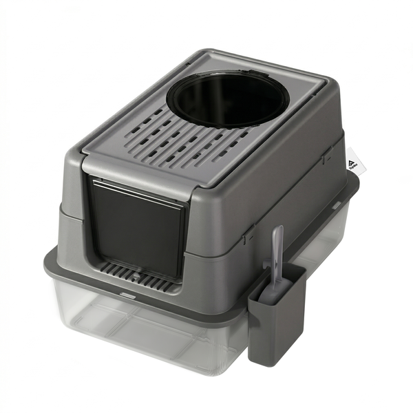Topika Litter Box Stainless Steel Dual Entry Enclosed Cat Litter Box