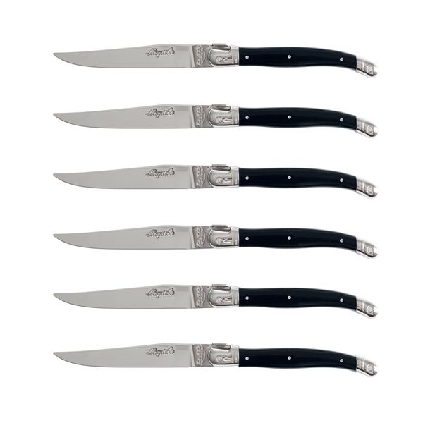 Laguiole by Jean Dubost - France 6 Piece Steak Knife Set - black