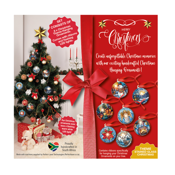Christmas Made In SA Blinking LED Tree Hanging Decor - 8 Pack