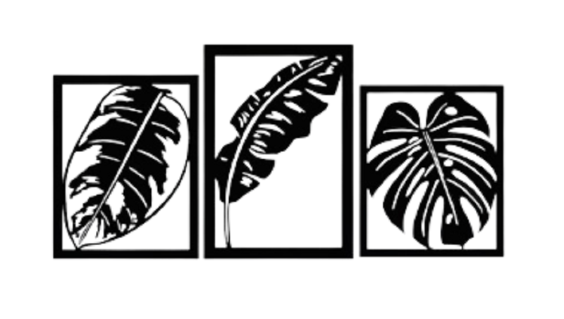 Set of 3 - Leaf wall art
