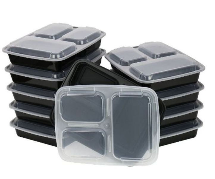 Premium 3-Compartment Meal Prep Container - Set of 10 - Food Storage