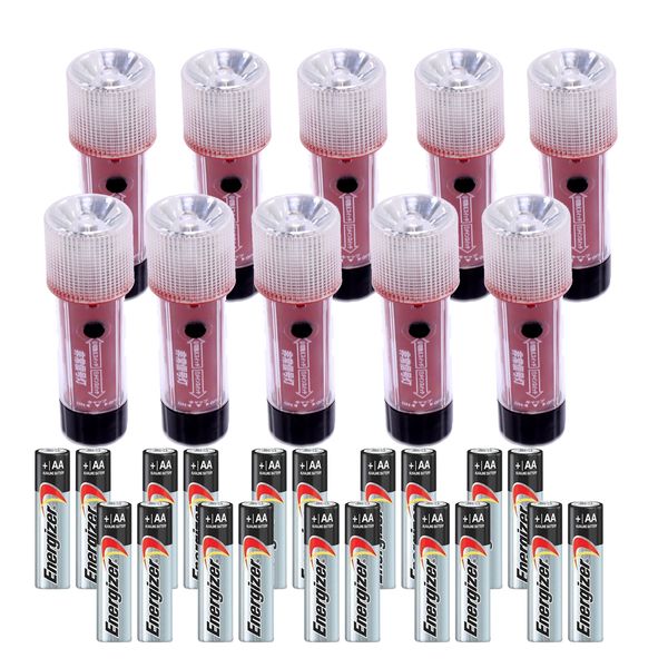 Security Torch-3 Mode LED Safety Flashlight-Magnetic Base and 10Pack Batteries