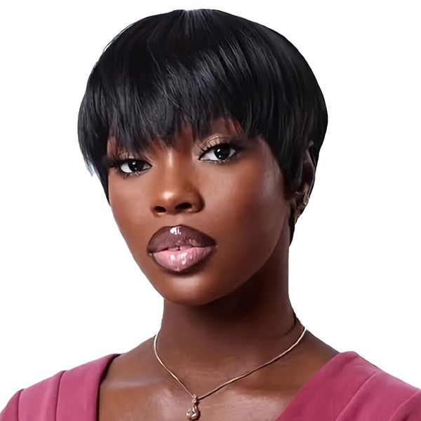 Pixie Cut Wig Brazilian Hair Glueless Full Machine Made Wig-Goldenperfect