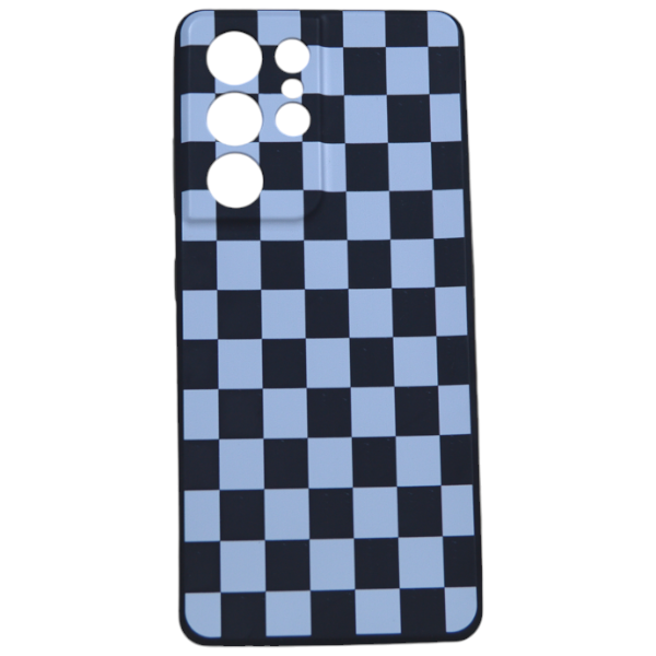 Checkered Pattern Phone Case compatible with Samsung Galaxy S21 Ultra - White/Black