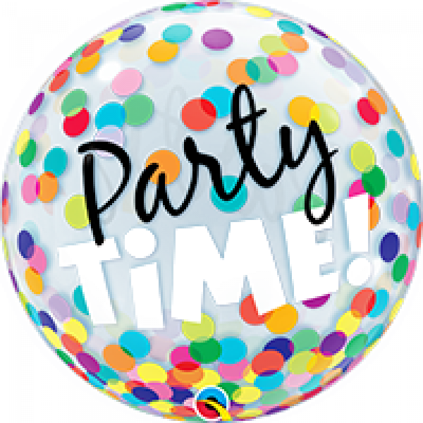 22 Inch Single Bubble Party Time Colour/Dots Age