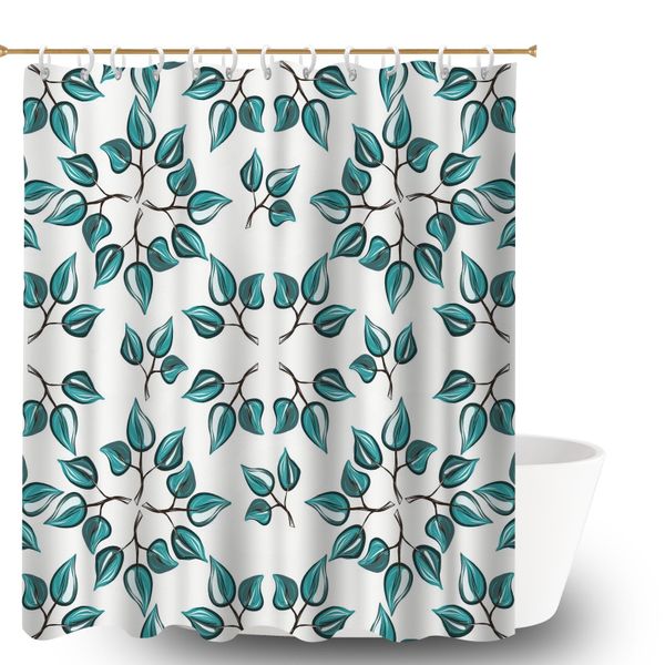 180x180cm Leaf Print Polyester Shower Curtain Bathroom Accessories