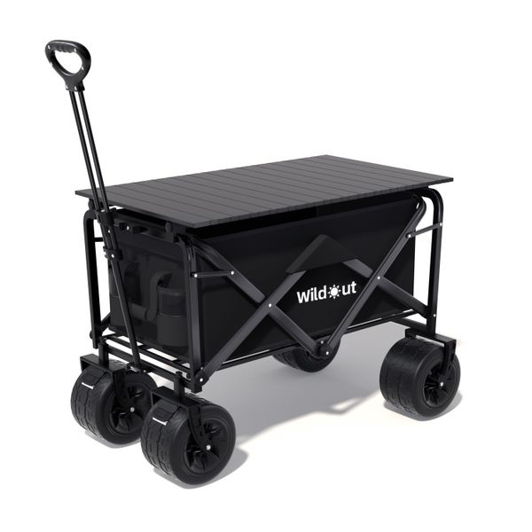 Wildout 180L Wide-Wheel Foldable Camping Wagon with Tabletop