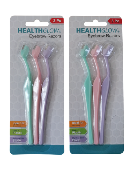Health Glow 3 Piece Eyebrow Razors - Pack of 2