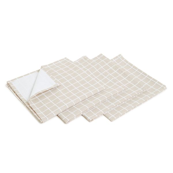 George &amp; Mason - Check Napkins Set of 4 - Natural/White
