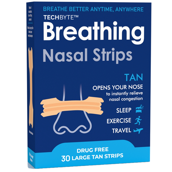 TechByte Nasal Strips - Snoring Relief/Reduces Nasal Congestion - 30 Pack