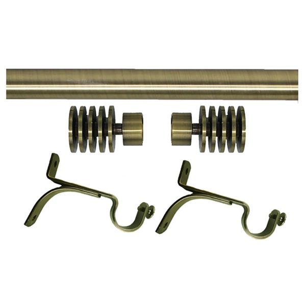 Matoc 25mm Curtain Pole Set - Five Circle Finials - Antique Brass - 1.5m
