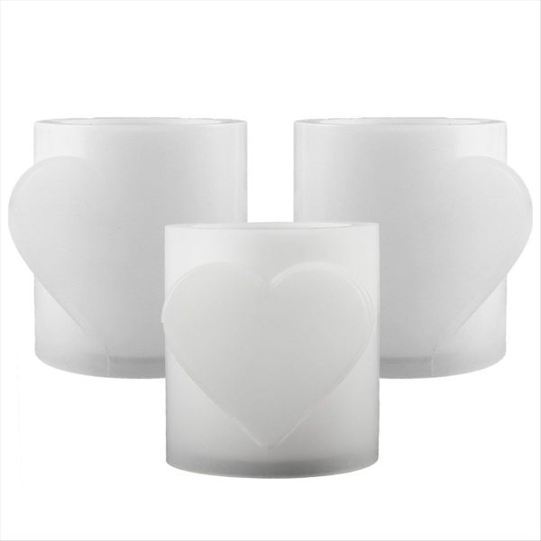 3PCS Love Cup Silicone Mold Concrete Heart Candle Jar DIY Resin Storage Jar
