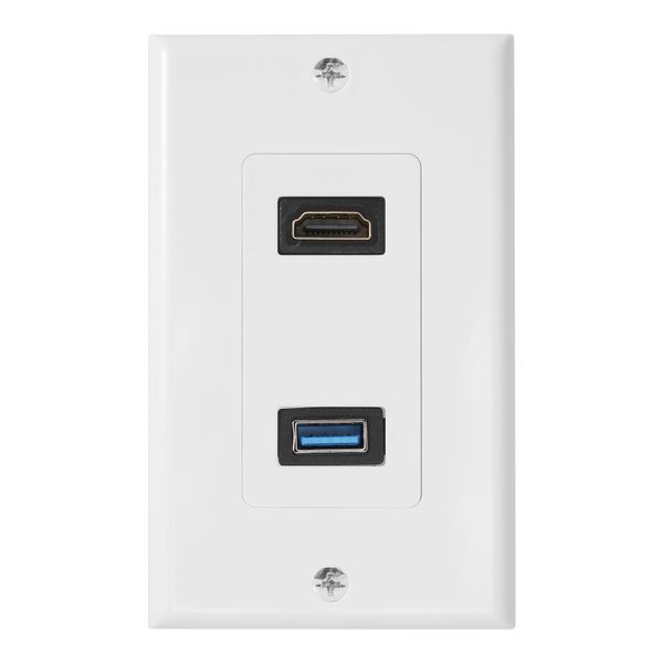 1X 2Port Hdmi+Usb 3 0 Female Wall Face Plate Outlet Socket Extender