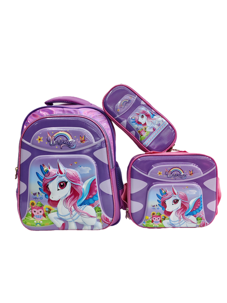 New 3d Princess Unicorn Backpack set of 3 pcs
