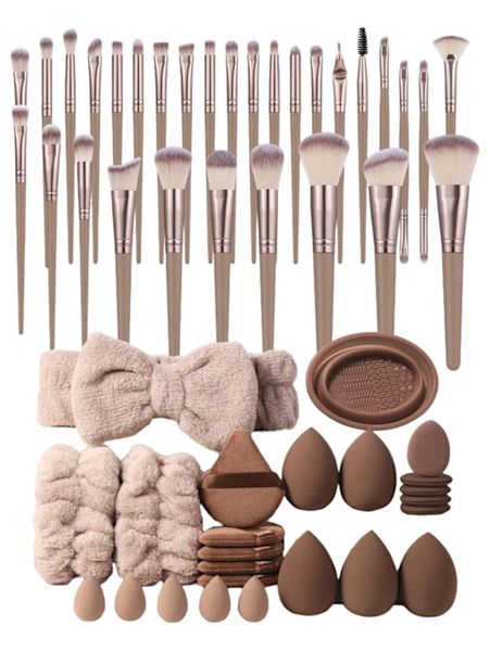 54 Piece Complete Makeup Tool Set With Premium Synthetic Brushes - Brown