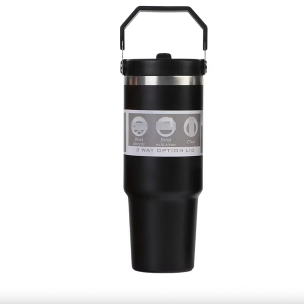 30oz Large Capacity Portable Car Cup Stainless Steel Thermos Cup with Straw