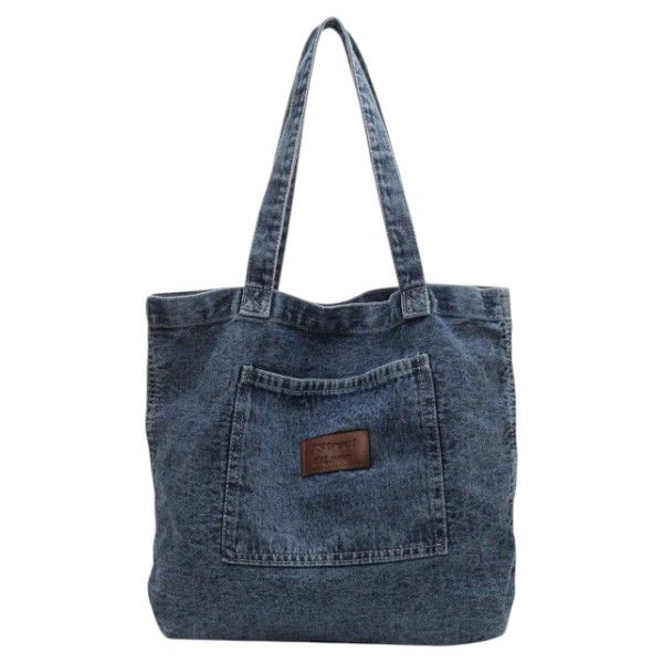 Vintage Oversized Denim Tote Bag - Blue