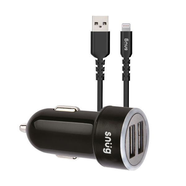Snug Car Juice Dual USB Car Charger with Lightning Cable