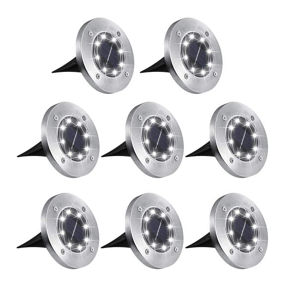 8 Piece Solar Ground Lights Solar Powered Pathway Lights for Garden Walkway