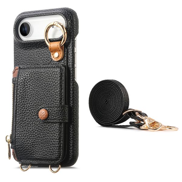 Lychee Pattern Long Rope Phone Case Compatible with Samsung Galaxy S22 Plus