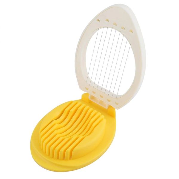 Multipurpose Manual Stainless Steel Boiled Egg Cutter Slicer - Yellow/White