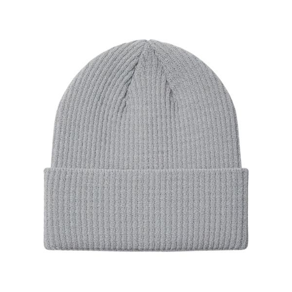 Light Gray Ribbed Knitted Beanie - Classic Cuffed Winter Hat