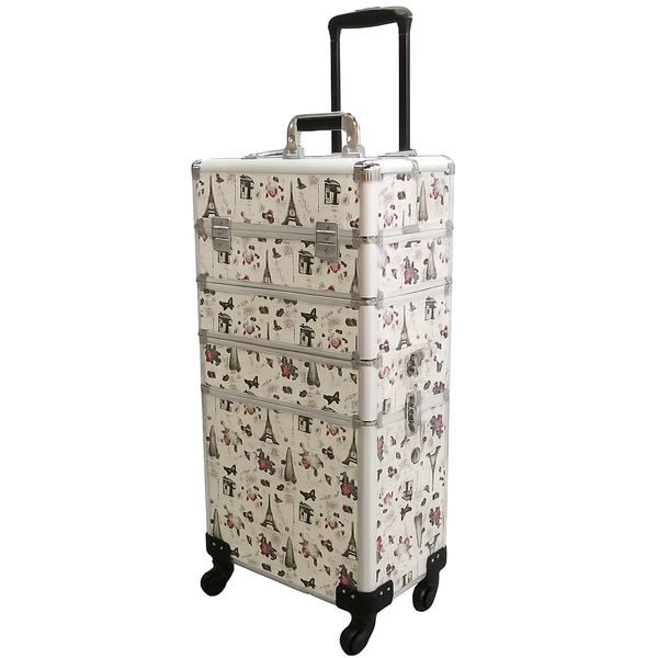 On-the-Go Rolling 4 in 1 Makeup Case Salon Nail Technician Train Case