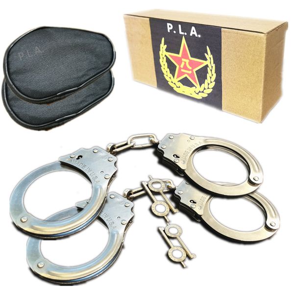 2 x Handcuffs - Chain Link P.L.A. Police Grade - Silver - Made In USA