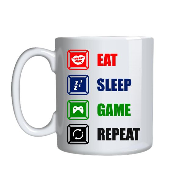 Eat Sleep Game Repeat Mug Gift Idea 140