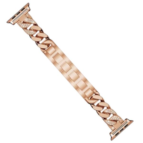 Elegant CompatibleApple Watch Strap With Rhinestone Accents - Rose Gold