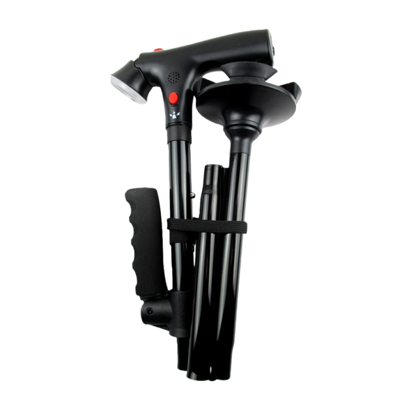 Trusty Dual-Handle Alarm Cane 5-Section Telescopic for Seniors