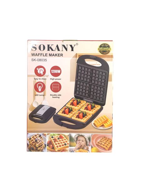 Non-Stick Electric Waffle Maker - Compact &amp; Easy to Use - Black/Silver
