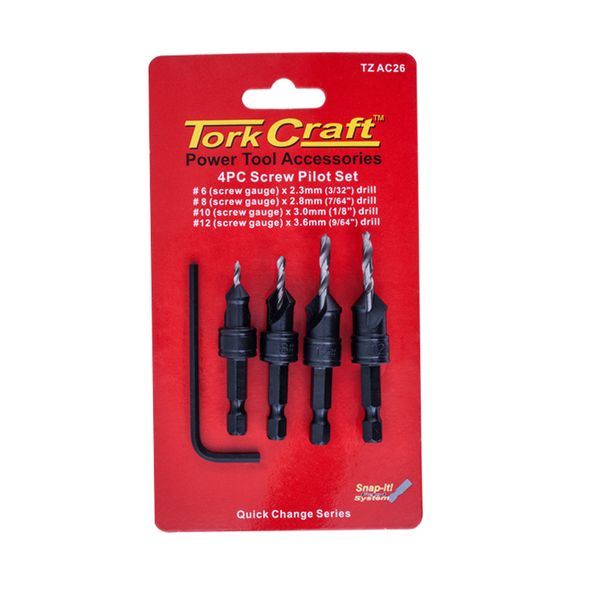 Tork Craft - Screw Pilot/Countersink Set 4 Piece - 2 Pack